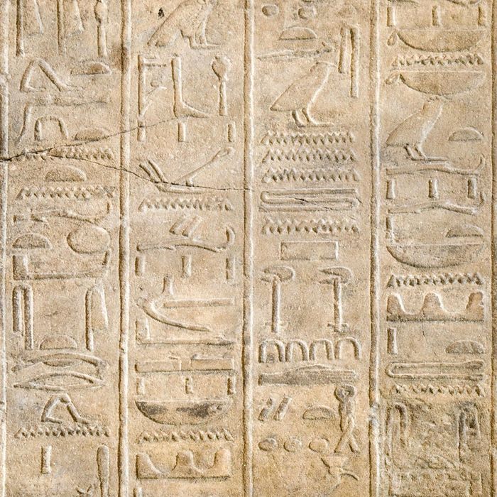 Стеклянный фартук закаленное стекло М1 "Египетские иероглифы", 600х600х4