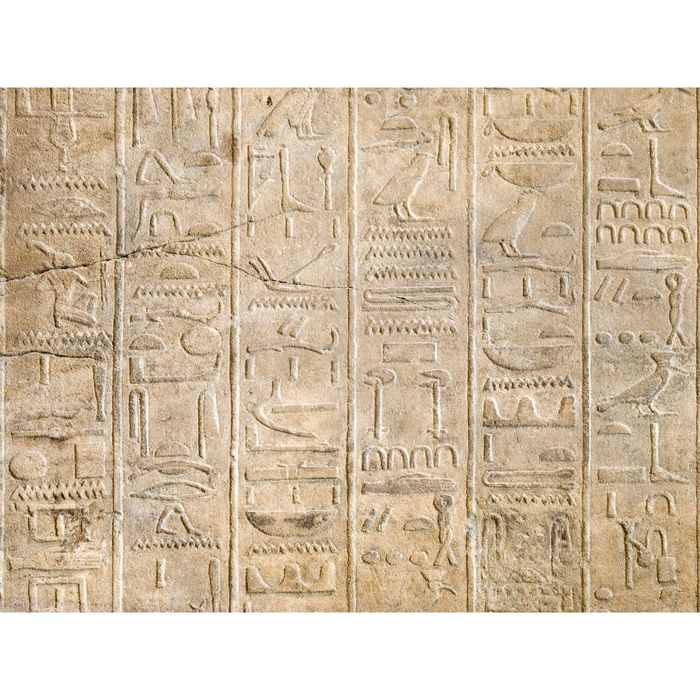 Стеклянный фартук закаленное стекло М1 "Египетские иероглифы", 600х800х4