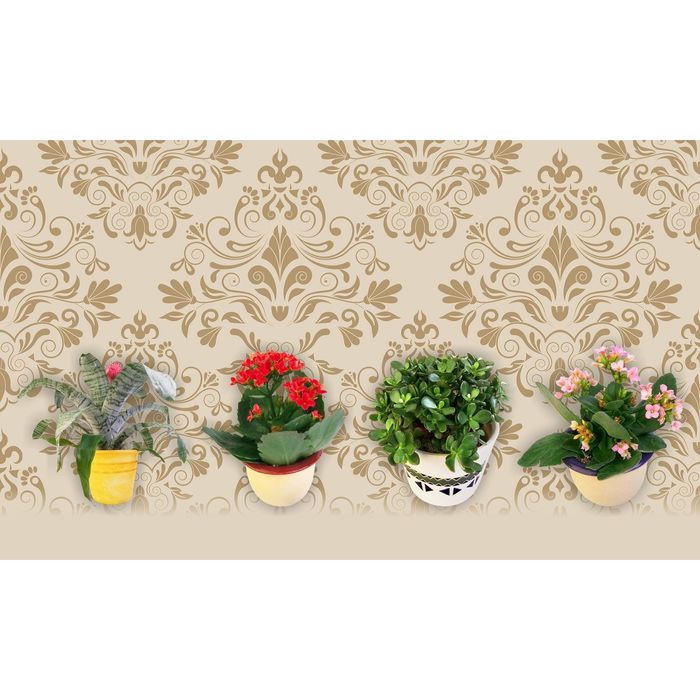 Стеклянный фартук закаленное стекло М1 "Цветы в горшках", 600х1000х4