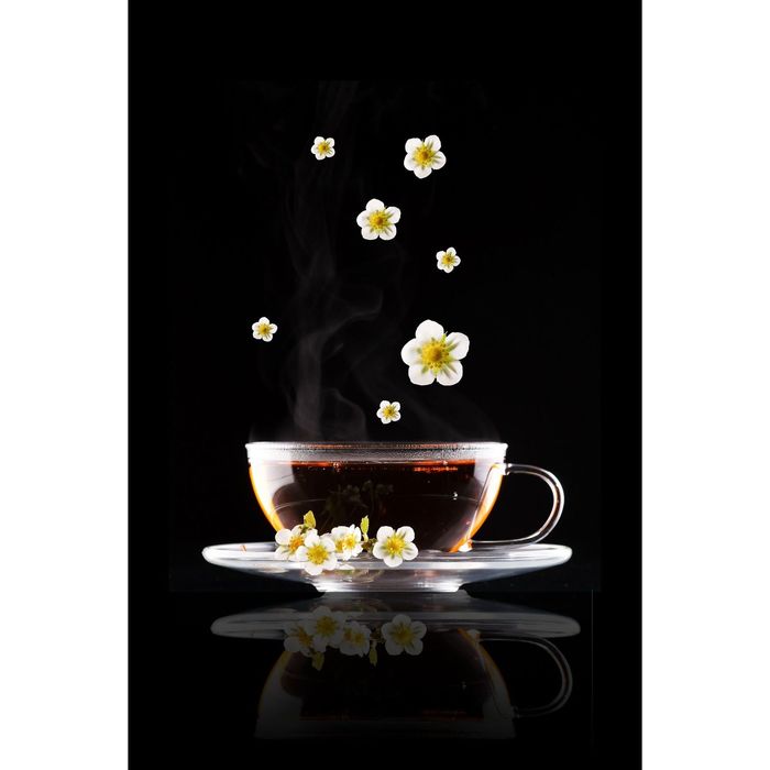 Стеклянный фартук закаленное стекло М1 "Кружка чая", 600х400х4