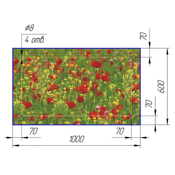 Стеклянный фартук закаленное стекло М1 "Мак", 600х1000х4