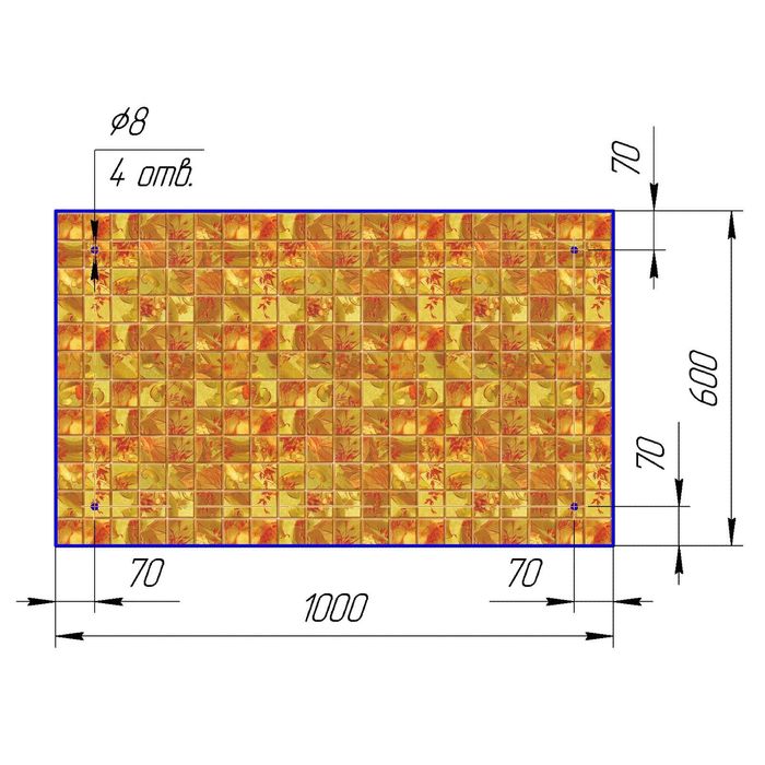 Стеклянный фартук закаленное стекло М1 "Осеняя абстракция", 600х1000х4