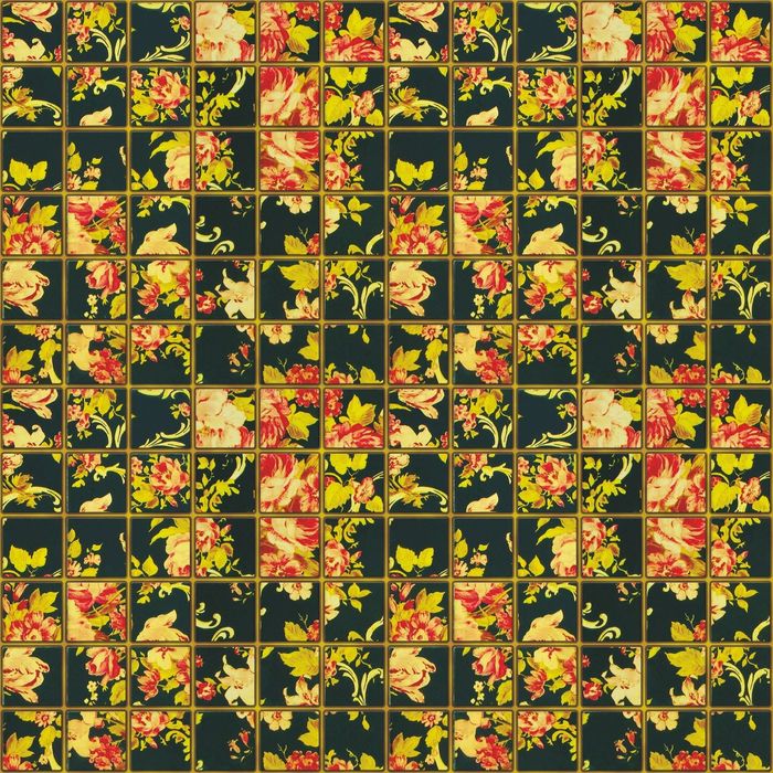 Стеклянный фартук закаленное стекло М1 "Цветы в квадратах-2", 600х600х4