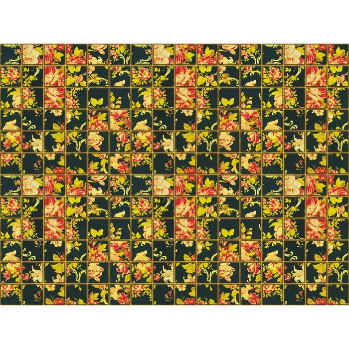 Стеклянный фартук закаленное стекло М1 "Цветы в квадратах-2", 600х800х4