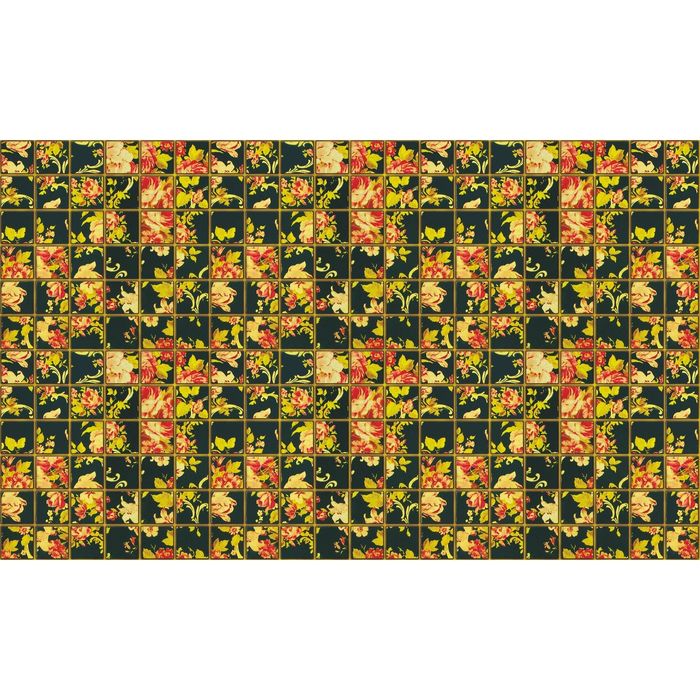 Стеклянный фартук закаленное стекло М1 "Цветы в квадратах-2", 600х900х4