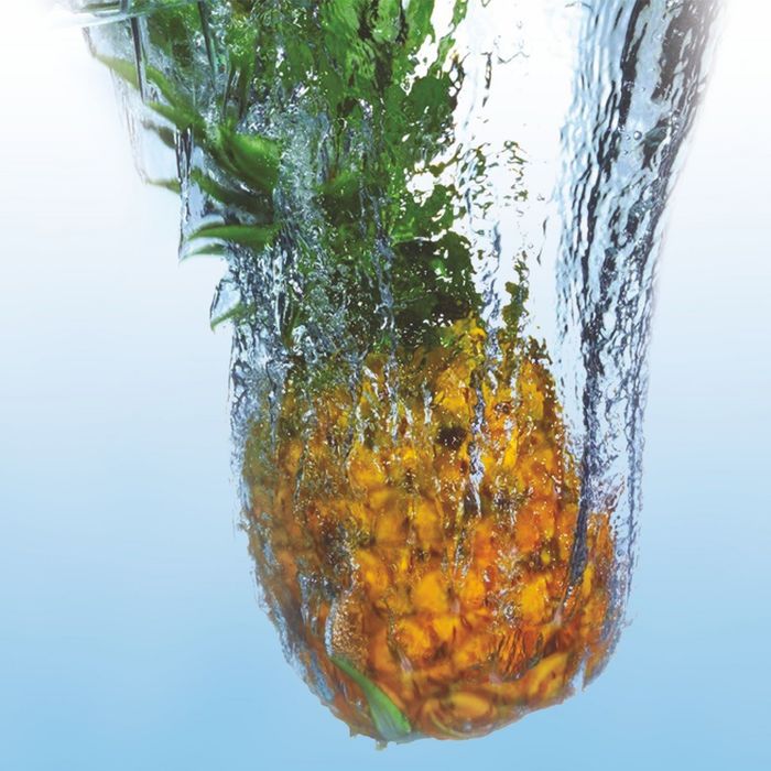 Стеклянный фартук закаленное стекло М1 "Фрукты в воде", 600х600х4