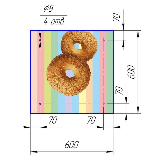 Стеклянный фартук закаленное стекло М1 "Выпечка", 600х600х4