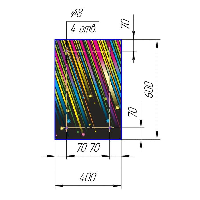 Стеклянный фартук закаленное стекло М1 "Звездопад", 600х400х4