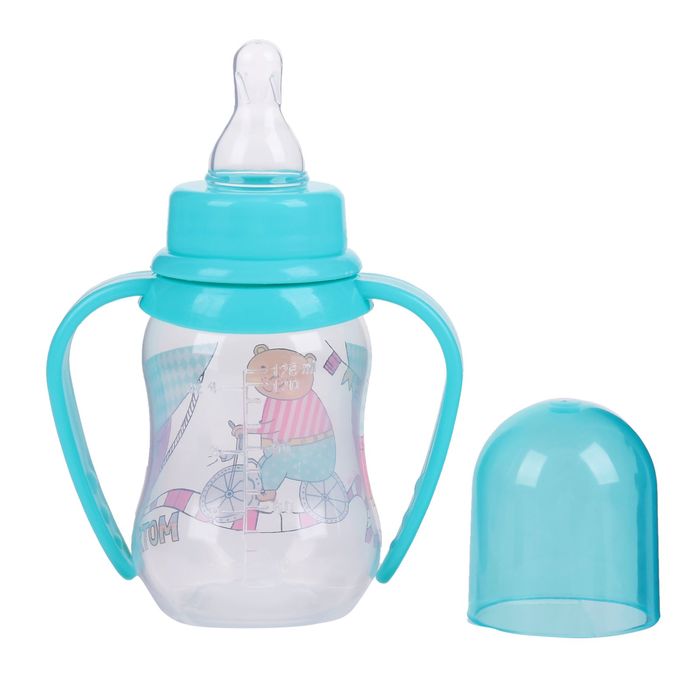 Бутылочка для кормления Just Lubby с ручками, 125 мл, от 0 мес., цвета МИКС