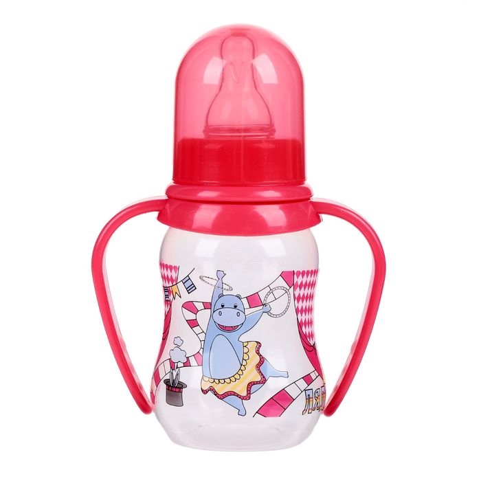 Бутылочка для кормления Just Lubby с ручками, 125 мл, от 0 мес., цвета МИКС