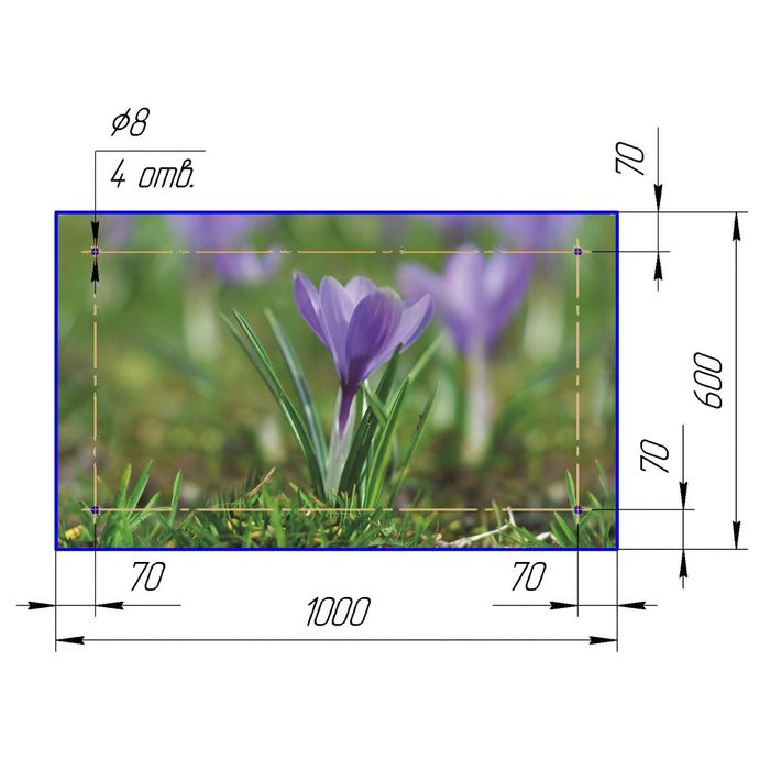 Стеклянный фартук закаленное стекло М1 "Крокус", 600х1000х4