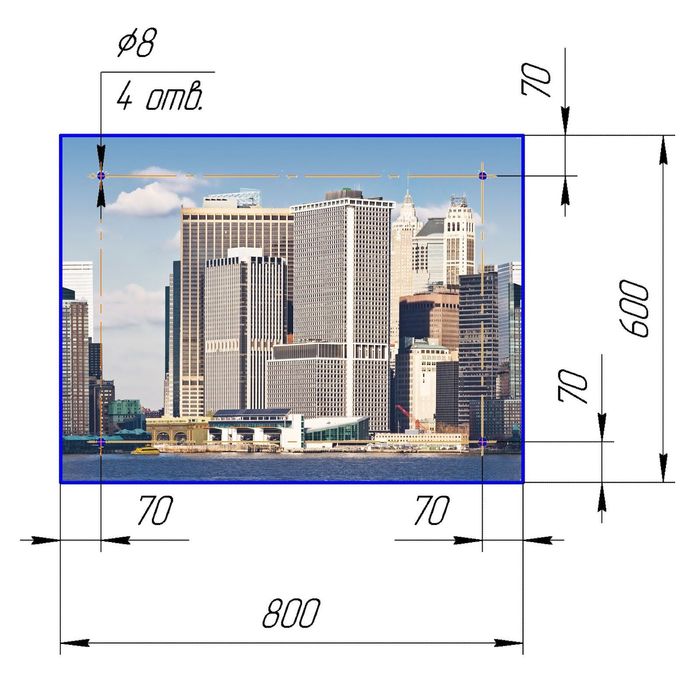 Стеклянный фартук закаленное стекло М1 "Город", 600х800х4