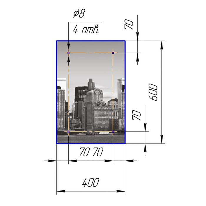Стеклянный фартук закаленное стекло М1 "Город черно-белый", 600х400х4