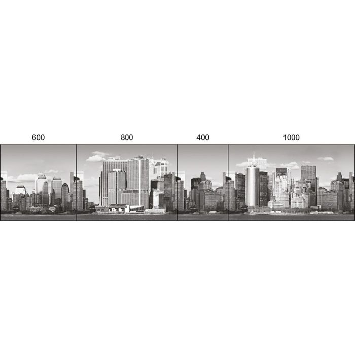 Стеклянный фартук закаленное стекло М1 "Город черно-белый", 600х400х4