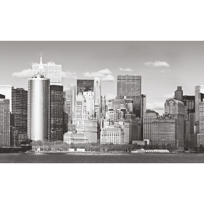 Стеклянный фартук закаленное стекло М1 "Город черно-белый", 600х1000х4