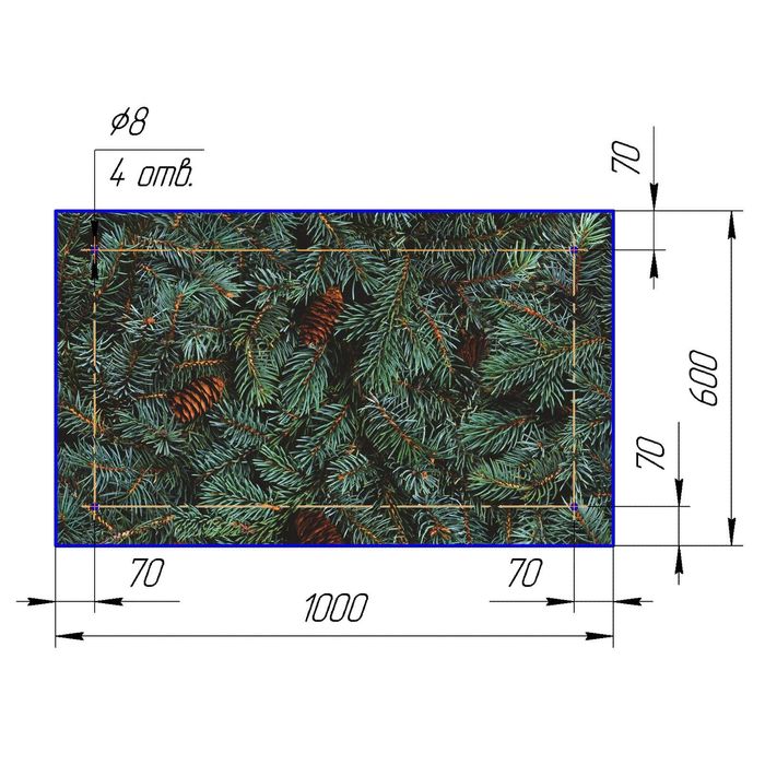 Стеклянный фартук закаленное стекло М1 "Ель", 600х1000х4