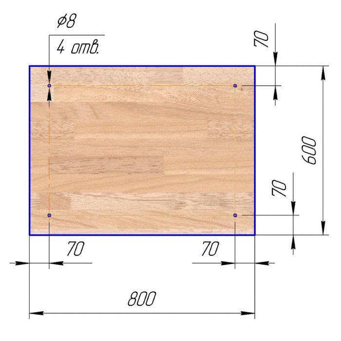 Стеклянный фартук закаленное стекло М1 "Дубовая доска", 600х800х4