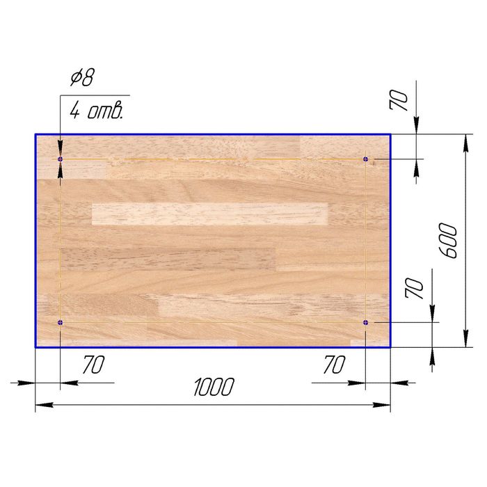 Стеклянный фартук закаленное стекло М1 "Дубовая доска", 600х1000х4