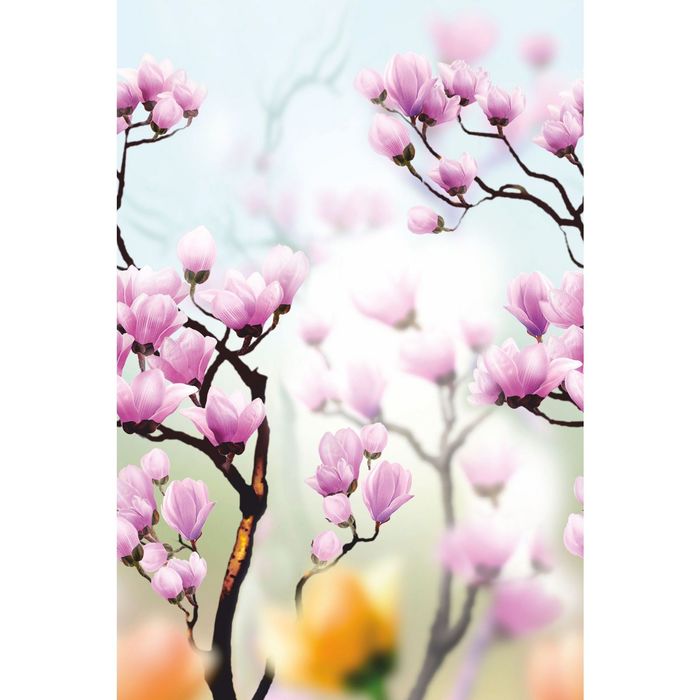 Стеклянный фартук закаленное стекло М1 "Сакура", 600х400х4