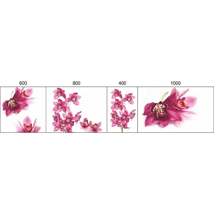 Стеклянный фартук закаленное стекло М1 "Орхидея-2", 600х400х4