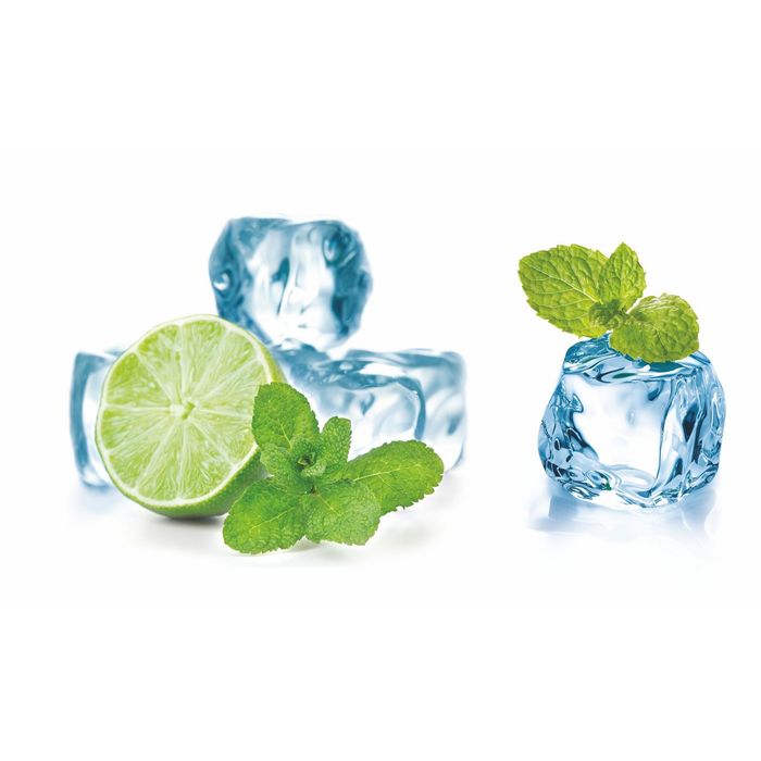 Стеклянный фартук закаленное стекло М1 "Лайм и лёд", 600х1000х4