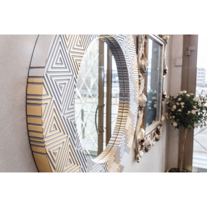 Зеркало FASHION PYRAMID, древесный материал, серебристо-золотое