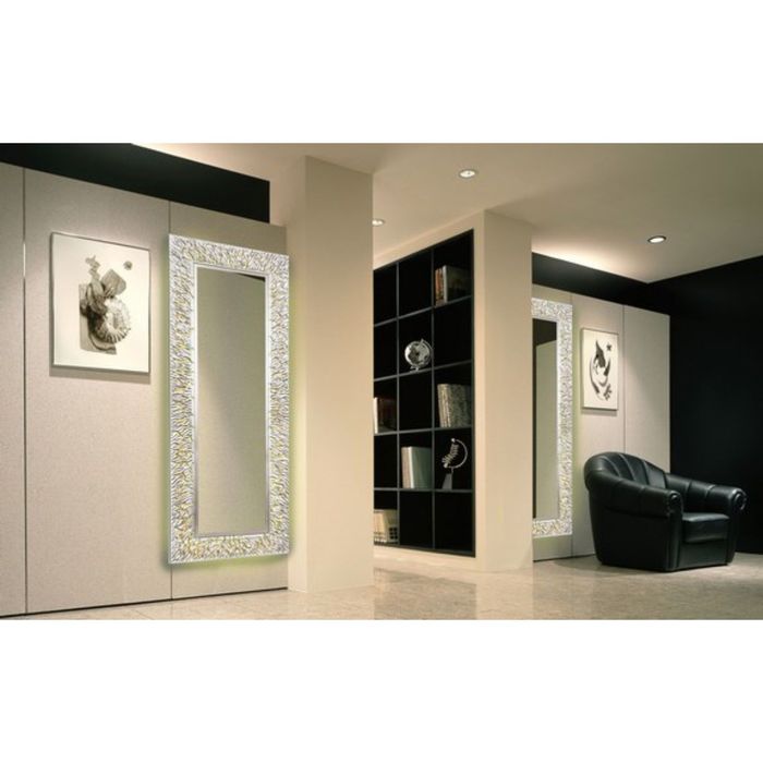 Зеркало CORAL L, древесный материал, серебристое