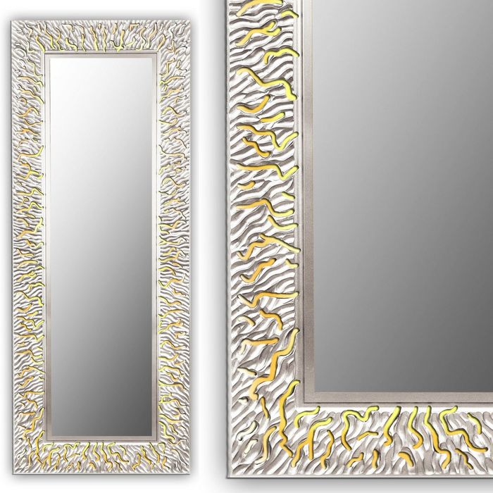 Зеркало CORAL L, древесный материал, серебристое