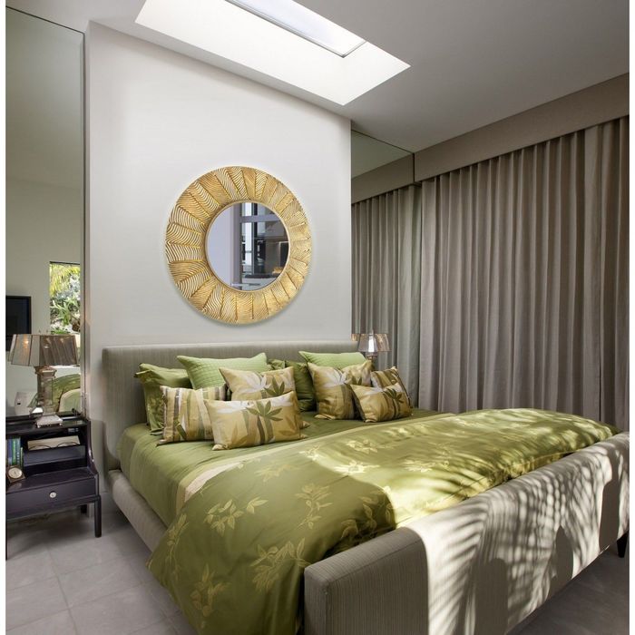 Зеркало SUNSHINE, древесный материал, золотистое