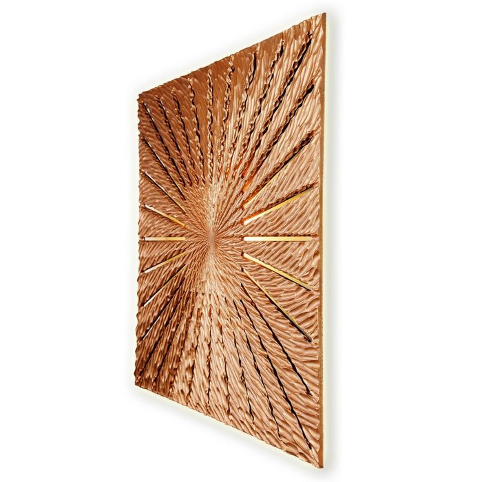 Панно INCIPIENT CUBE, древесный материал, бронзовое