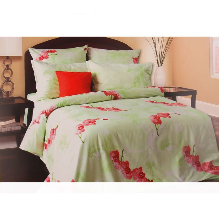 Постельное бельё 2 сп Блакит рис.Блеск зеленый 215х175 см, 240х220 см, 50х70 см - 2 шт, сатин, хл.100%