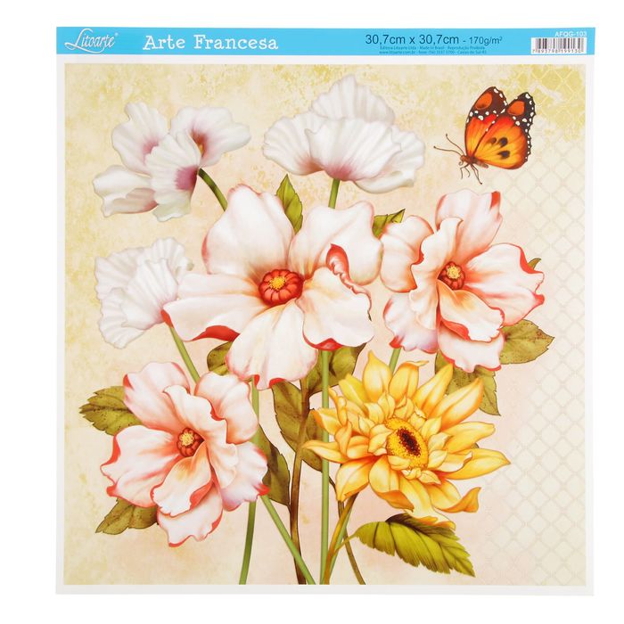 Бумага Arte Francesa для 3D-техники "Букет цветов" 30х30 см