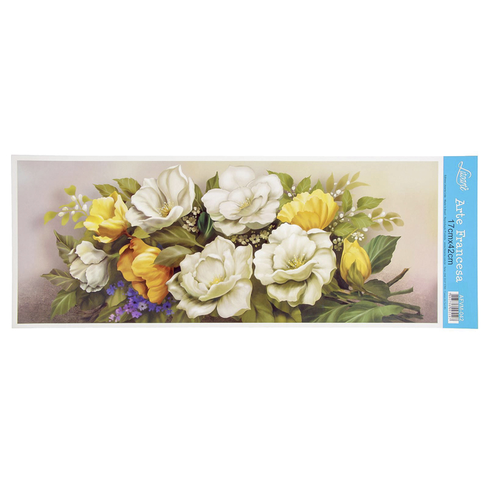 Бумага Arte Francesa для 3D-техники "Бело-желтый букет" 17х42 см