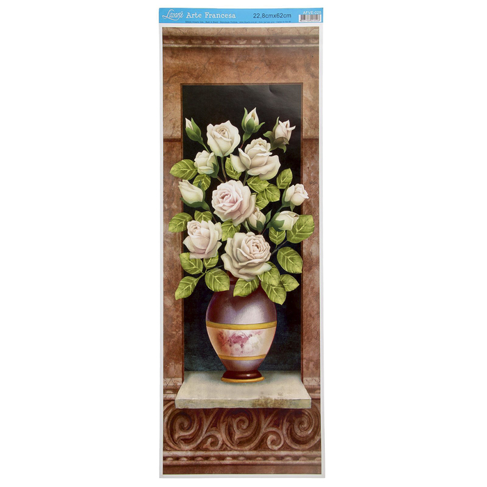 Бумага Arte Francesa для 3D-техники "Белые цветы в вазе" 22,8х62 см