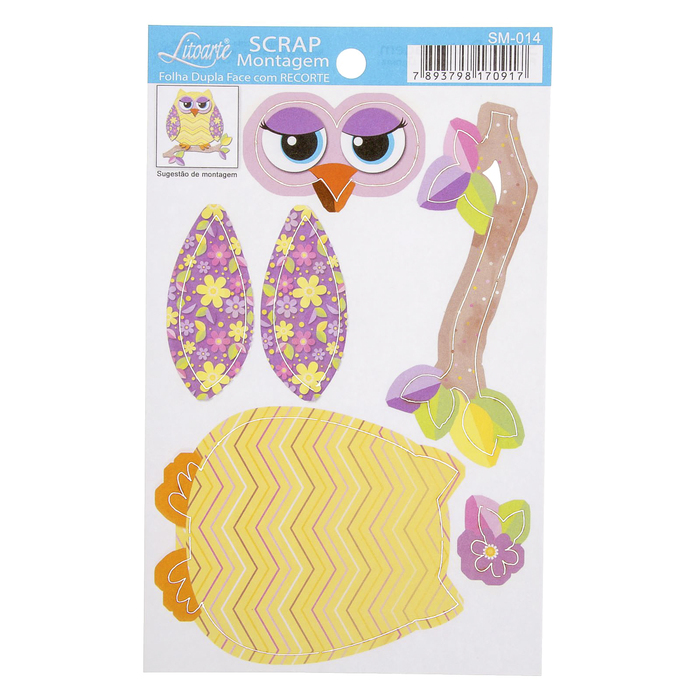 Декор для скрапбукинга ЗD сборная модель "Веселая сова" 15х15см