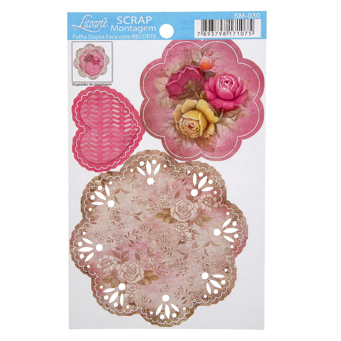 Декор для скрапбукинга ЗD сборная модель "Винтажная розочка" 15х15см