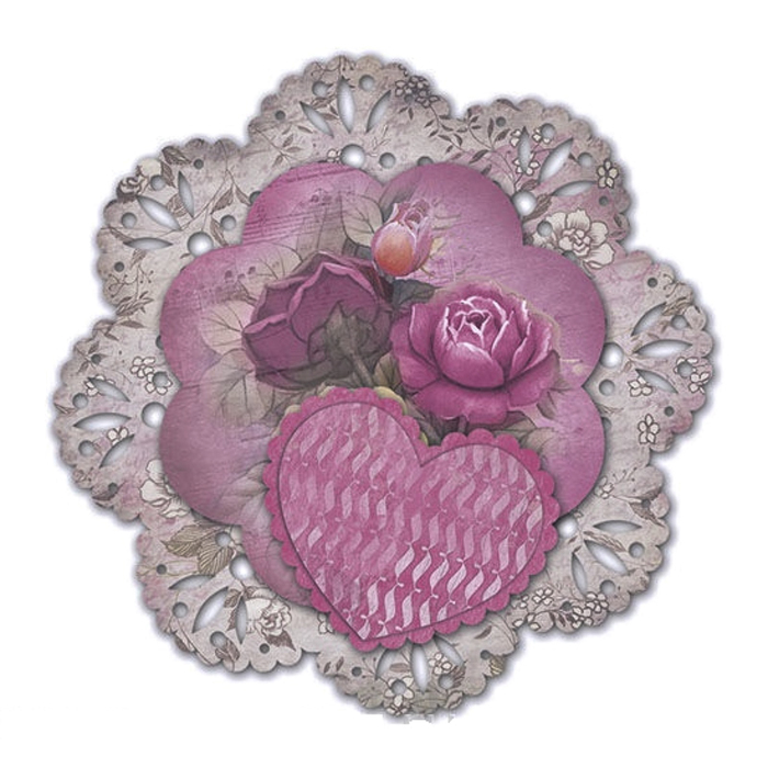 Декор для скрапбукинга ЗD сборная модель "Винтажная розочка" 15х15см
