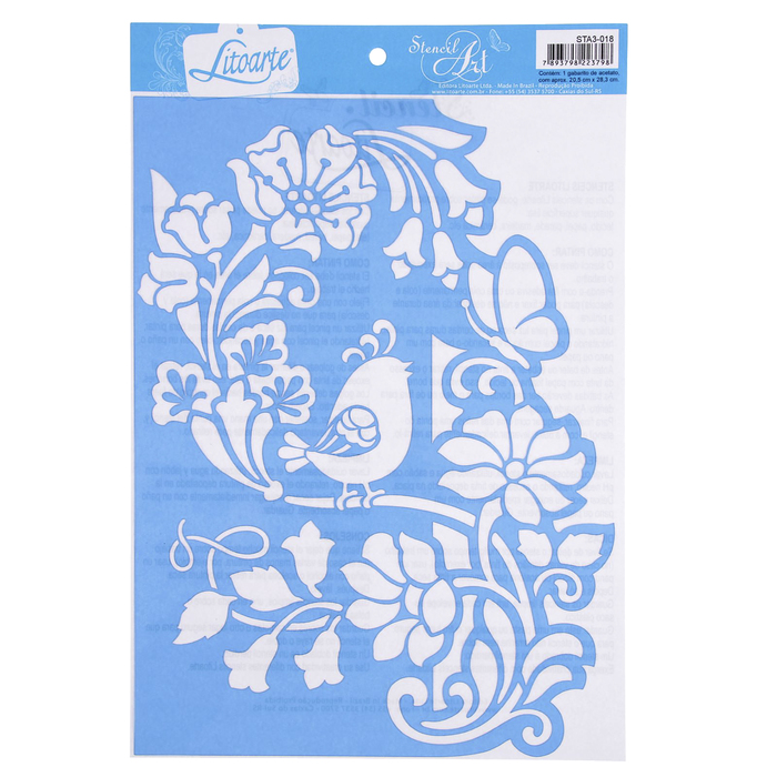 Трафарет Litoarte "Птичка в цветах" 20,5х28,3 см