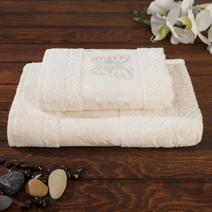 КМП в коробке Fiesta "Cotonn" Butterfly (70х130+50х90), цв.шампань , хлопок 100%, 400г/м