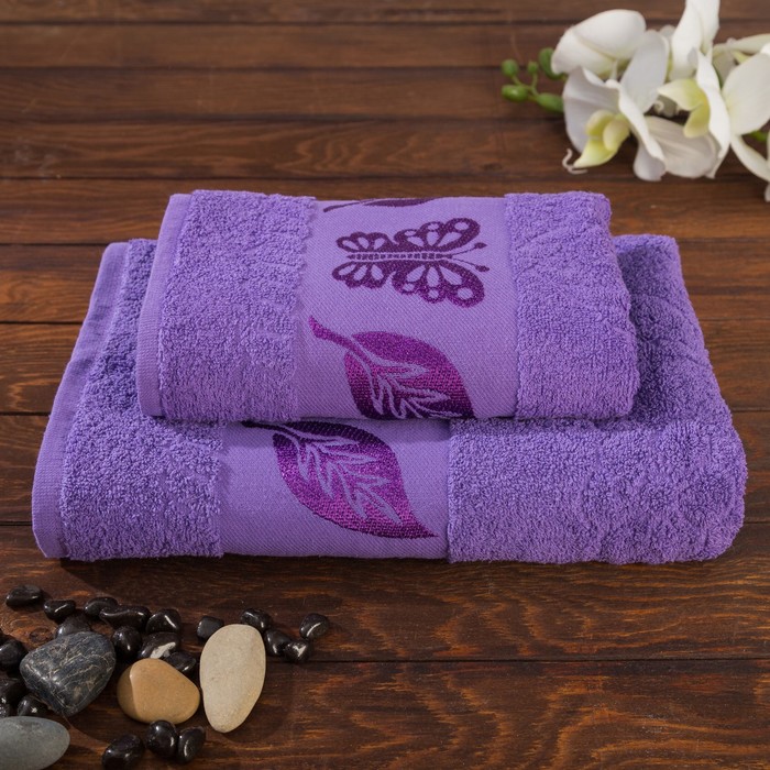 КМП в коробке Fiesta "Cotonn" Butterfly (70х140+50х90), цв.сиреневый , хлопок 100%, 400г/м