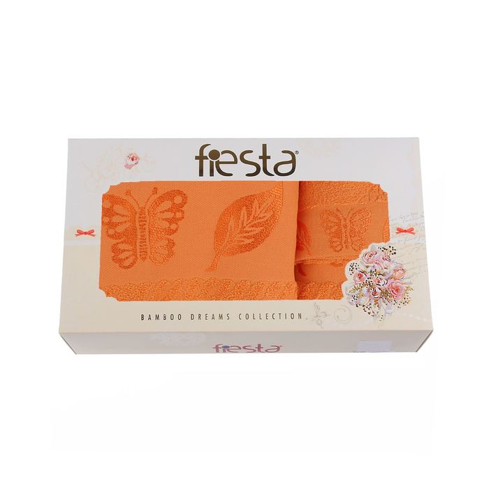 КМП в коробке Fiesta "Cotonn" Butterfly (70х140+50х90+30х50), цв.оранже , хлопок 100%, 400г/м 2055