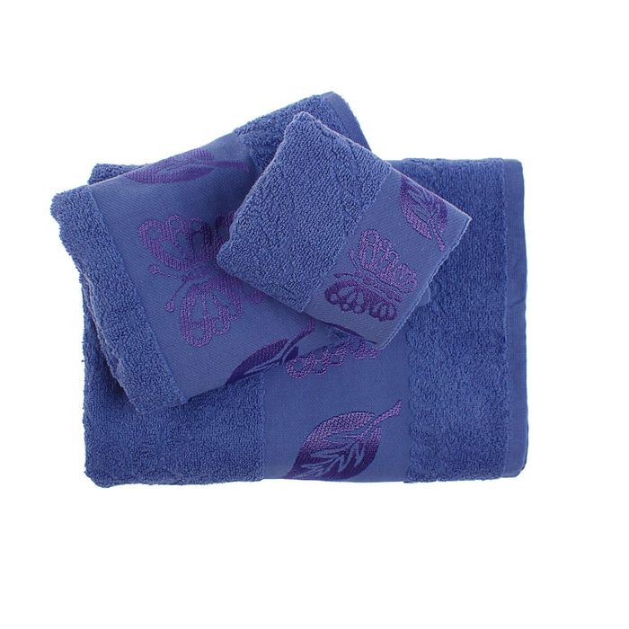 КМП в коробке Fiesta "Cotonn" Butterfly (70х140+50х90+30х50), цв.синий, хлопок 100%, 400г/м 205577