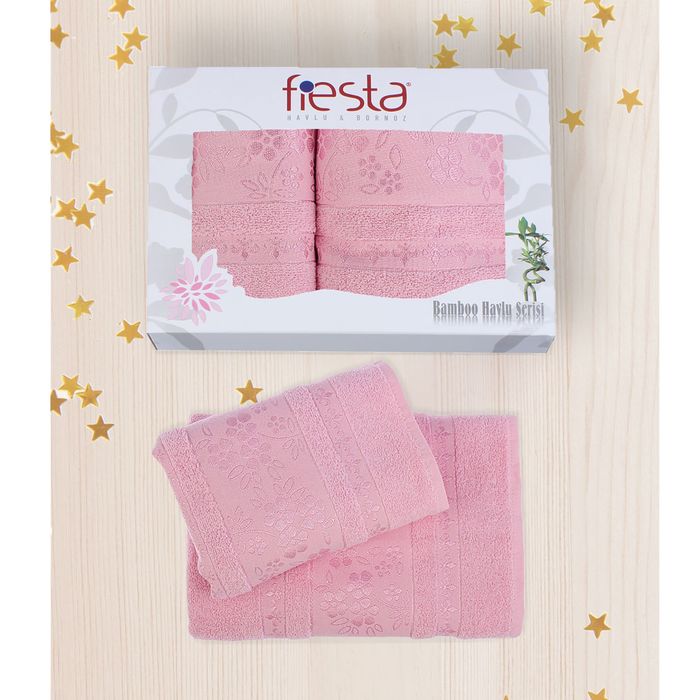 КМП в коробке Fiesta "ELARA"(70х130+50х90), цв.розовый , хлопок 100%, 400г/м