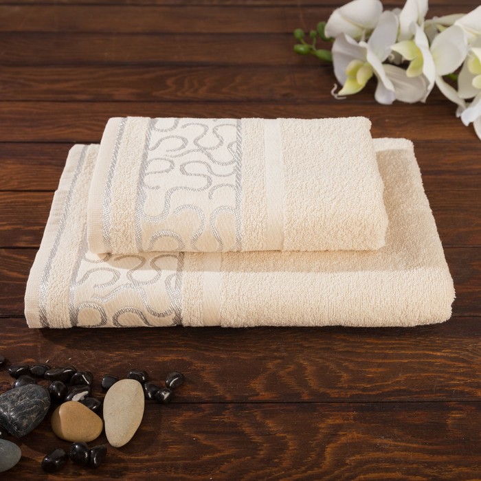 КМП в коробке Fiesta "Arabeska"(70х130+50х90), цв.шампань, хлопок 100%, 400г/м