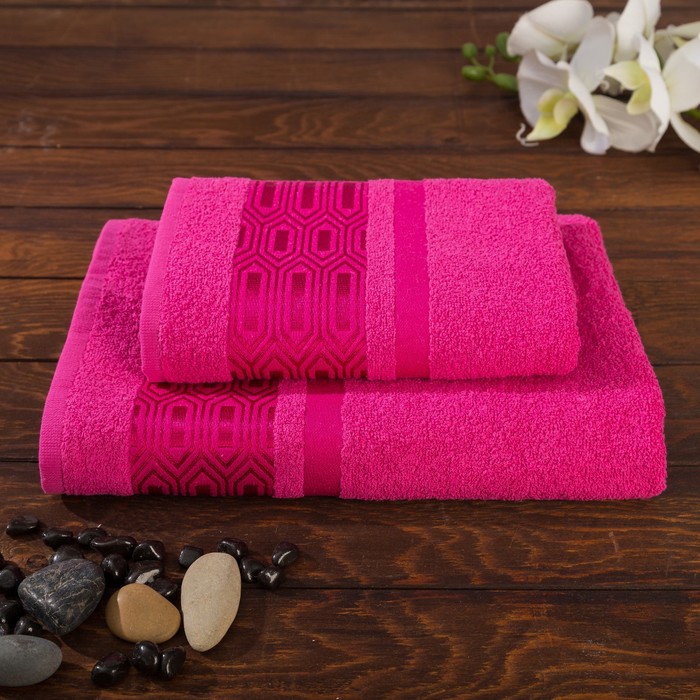 КМП в коробке Fiesta "PREMIER" (70х130+50х90), цв.малиновый, хлопок 100%, 400г/м