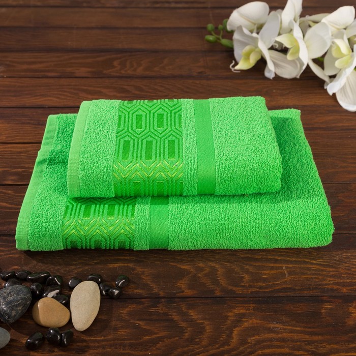 КМП в коробке Fiesta "PREMIER" (70х130+50х90), цв.зеленый, хлопок 100%, 400г/м