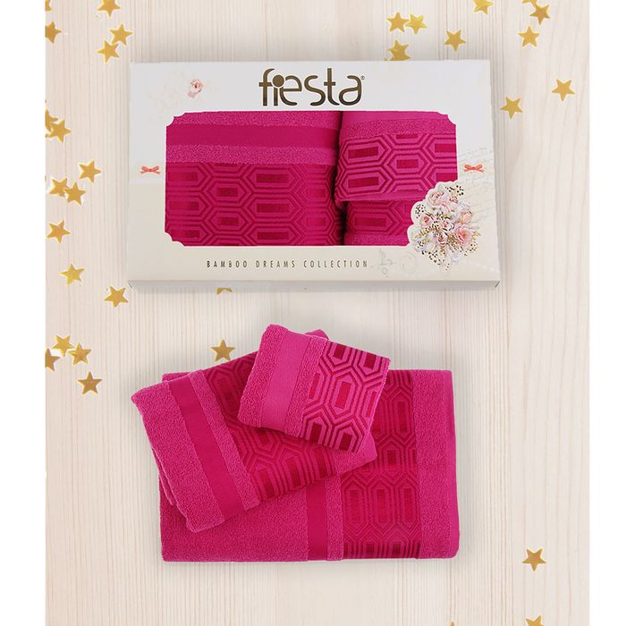 КМП в коробке Fiesta "PREMIER" (70х130+50х90+30х50), цв.малиновый, хлопок 100%, 400г/м
