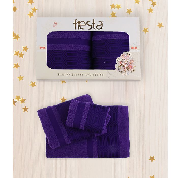 КМП в коробке Fiesta "PREMIER" (70х130+50х90+30х50), цв.сиреневый, хлопок 100%, 400г/м