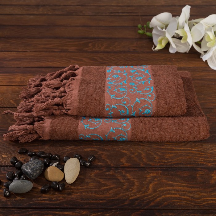 КМП в коробке Fidan "Classik" (50х90+70х130), цв.коричневый, бамбук 100%, 420г/м