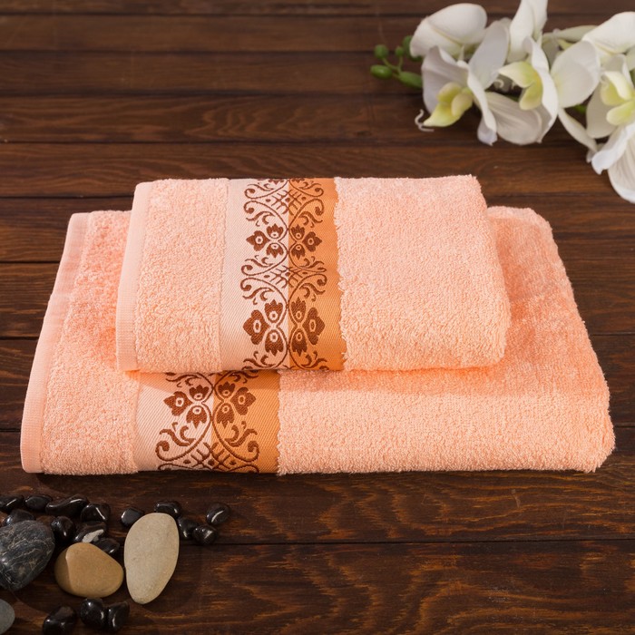 КМП в коробке Fidan "Jardin" (50х90+70х130), цв.персик, бамбук 100%, 420г/м